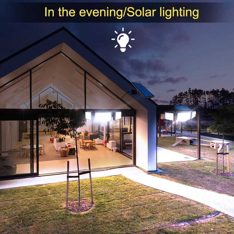 96/168 LED Remote Control Solar LED 3 Head Wall Lamp Inducti