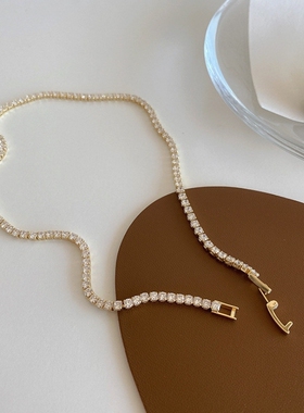 2021 ndy Sweet Romantic Crystal 14k Gold Chains Choker Neckl