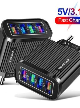 Universal Luminous 4 USB Ports Phone Charger QC3.0 Fast