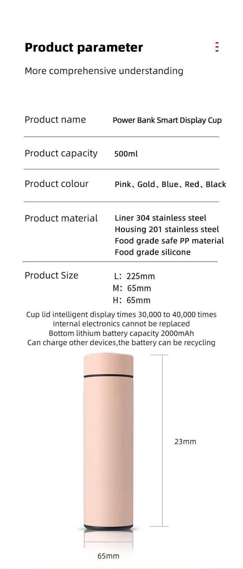 For Maserati Laser engraving Temperature Display Vacuum Insu