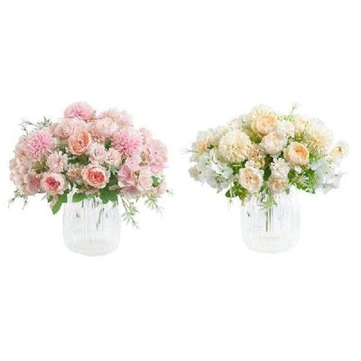 Fake Peony Silk Hydrangea Bouquet Decor Plastic Carnations
