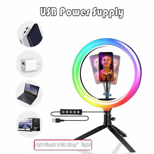 LED Selfie Ring Light with Stand Ringlight ripod RGB Fill