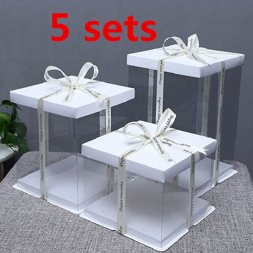 5 sets transparent Round Cake Box New Clear Round Pattern