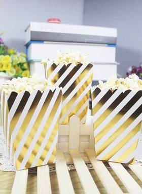 6PCS Rose Gold Paper Popcorn Party Popcorn Boxes Gold Silver
