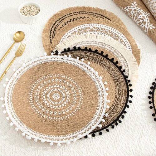 INS Style Simple Handmade Woven Jute Placemat Vintage