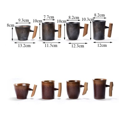 Japanese-style Vintage Ceramic Coffee Mug Tumbler Rust Glaze
