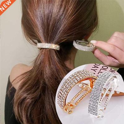 Fashion Golden Silver Alloy Barrettes Shiny Crystal Strong S