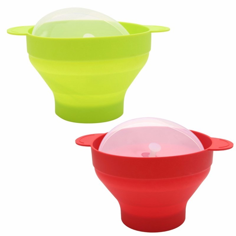 Microwave Popcorn Popper Collapsible Silicone Bowl with Lid
