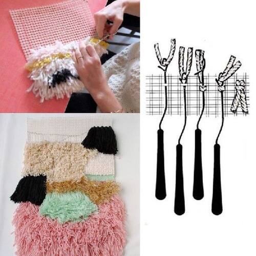 Gratis Pola Karpet Kait Kait Bengkok Kanvas Jaring Alat DIY