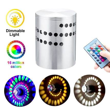 RGB Spiral Hole Led Wall Lamp 3W Dimmable Spiral Lamp With