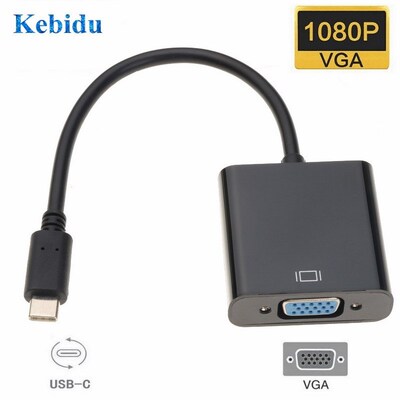 Kebidu Type C to Female VGA Adapter Cable USBC USB 3.1 to V