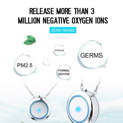 Portable USB Rechargeable Wearable Air Purifier Necklace Min