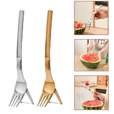 Stainless Steel Watermelon Cut Portable Fruit Fork Slicing