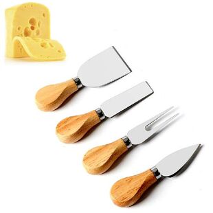 Cheese Knife Fork Set Tableware Stainless Steel + OAK