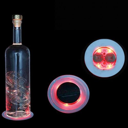 10pcs Bottle Stickers Coasters Lights Battery Powered LED Pa