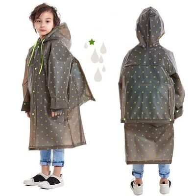 Children  Raincoat Impermeable Poncho Hooded Schoolbag