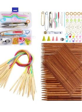 Bamboo Circular Knitting Needles with Marked Sizes Double