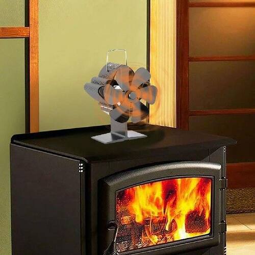 Black Fireplace 6 Blades Stove Fan Home Fireplace Fan Heat