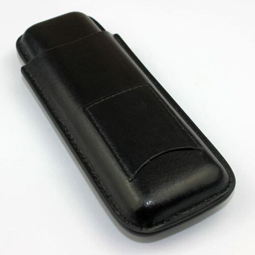 Leather Cigar Case Cigar Humidor Black High-end 2 Tube Hold