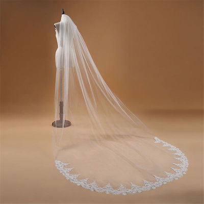 Voile Mariage 3 M One Layer Lace Edge White Ivory Cathedral
