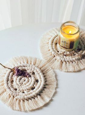 Household Pure Handmade Cotton Woven Nordic Lace Coaster