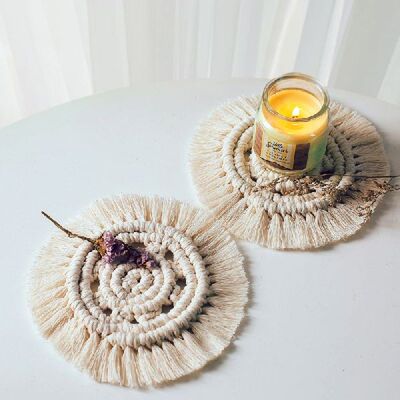 Household Pure Handmade Cotton Woven Nordic Lace Coaster