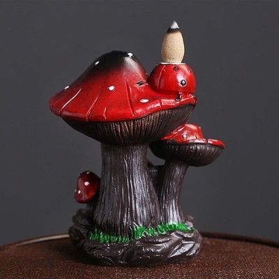 Resin Backflow Incense Burner Mushroom Sculpture Waterfall