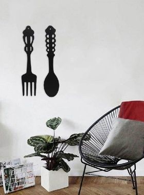 2pcs Kitchen Sign Set Metal Fork Spoon Wall Art Decor