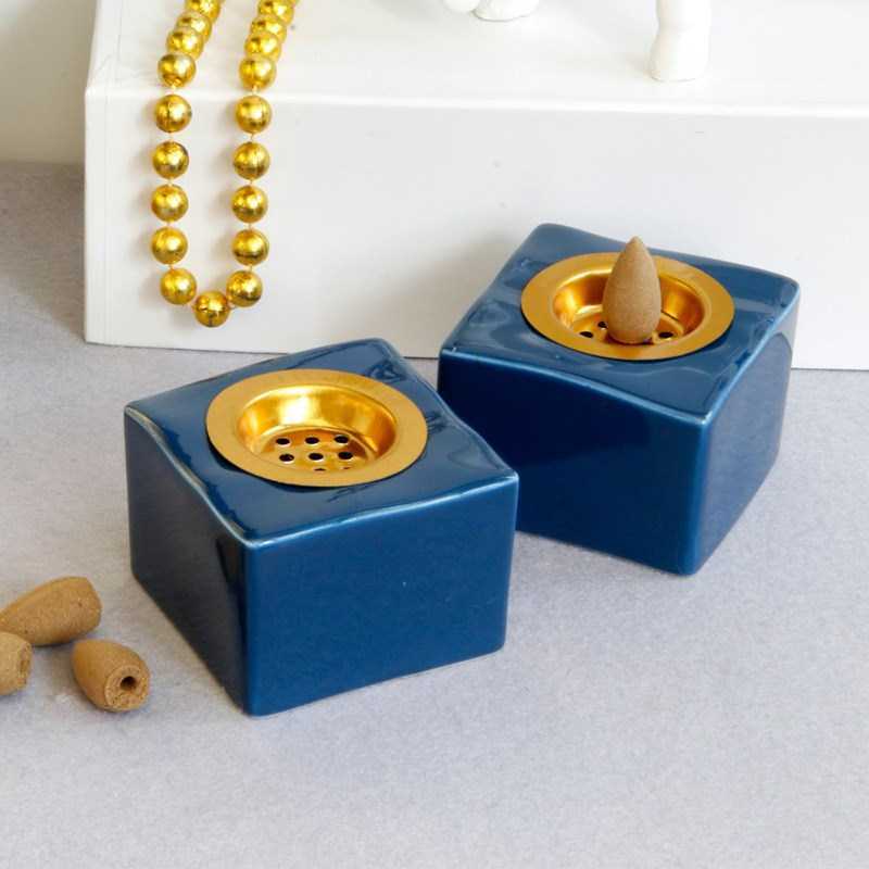 Ceramic Backflow Censer Incense Burner Creative Square Ceram