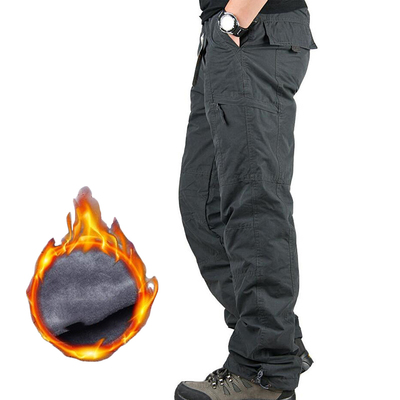Winter Thick Fleece Casual Pants Men Cotton Military Tactica
