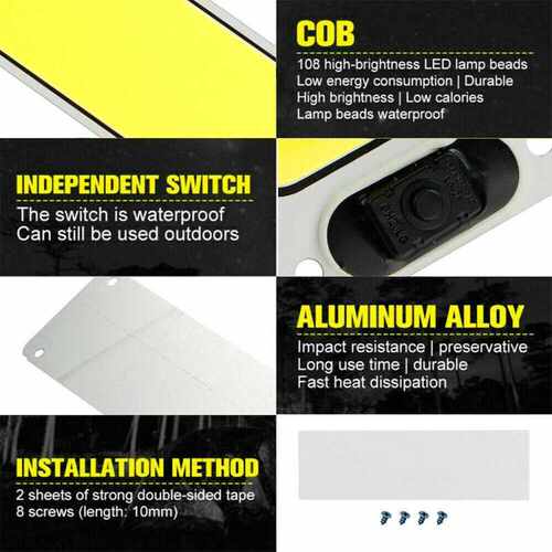 2pcs White Cob 108 Smd Led 12v 24v Panel Dome Lamp Auto Car