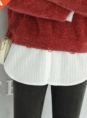 2021 Women Layering Fake Top Lower Sweep Skirt Extender Whit