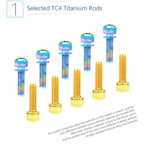 6pc Ti Bolts With Washer M5x18/20mm Titanium Screw For MTB