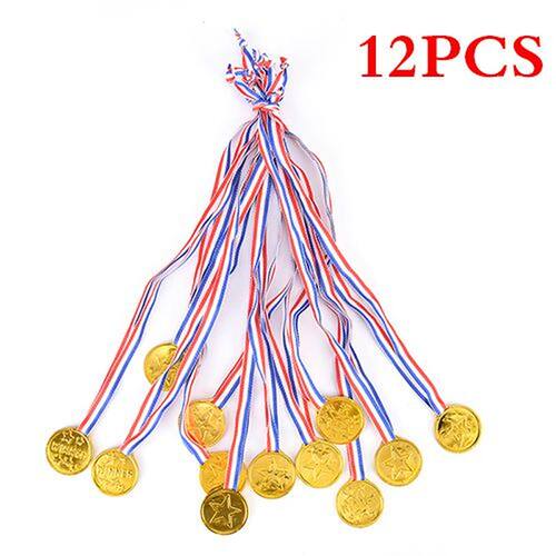 12 Pcs Children's Toy Medals Plastic  Gold Winners Medal