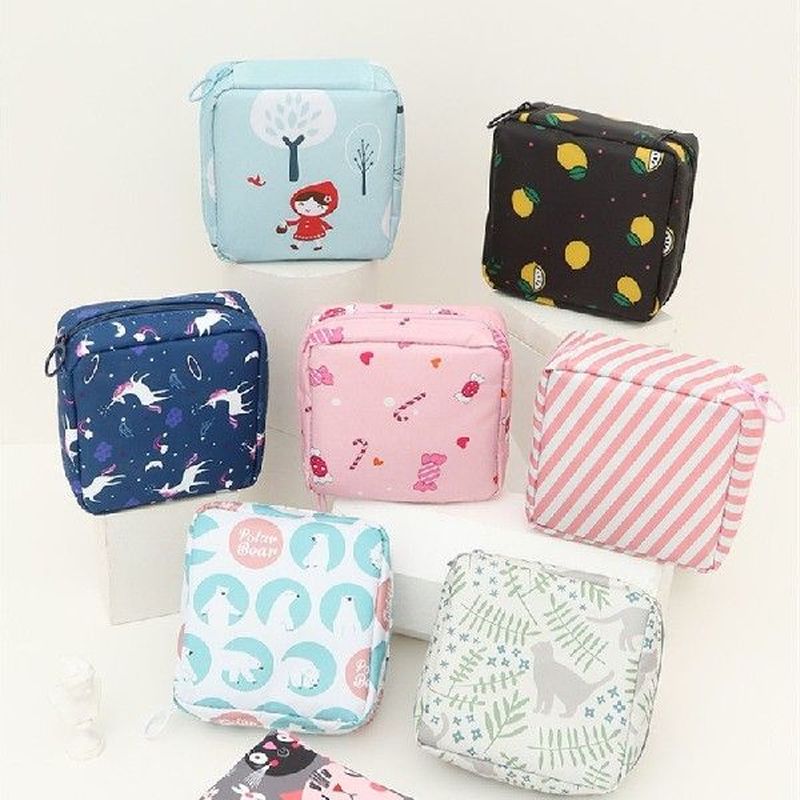 Portable Square Sanitary Towel Napkin Pad Tampon Purse Bag