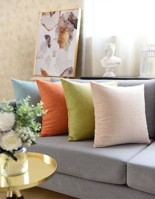 plain color linen thicken cushion cover pillowcase backrest