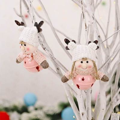 15x8cm Cute Hanging Bells Doll Christmas Tree Knitted Pendan