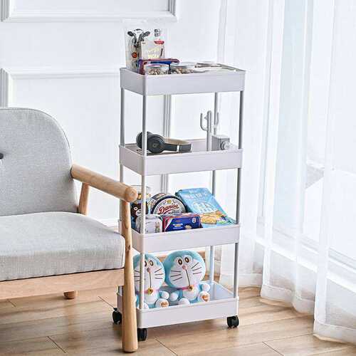 Kitchen storage rack movable multilayer trolley X vegetab