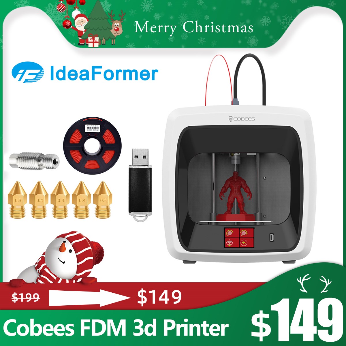Ideaformer 3D printer cobees 100% assembled CoreXY structu