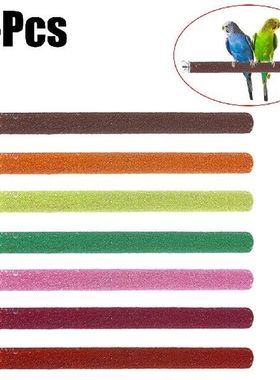 5pcs Bird Parrot Perch Stand Holder Color Emery Toys