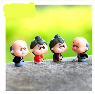 2pcs Mini Dancing Grandparents Figurines Resin Craft