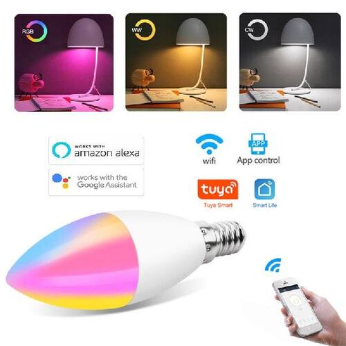 E14 LED Bulb Candle Color Indoor Neon Sign Light Bulb RGBCW