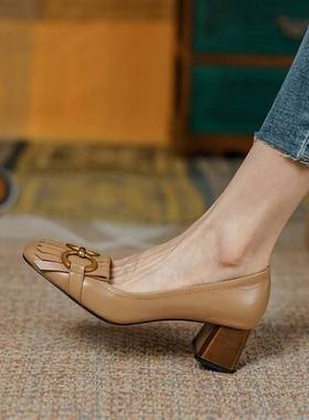 8Cm 2022 New Spring Autumn Casual Women High Heels Shoes Squ