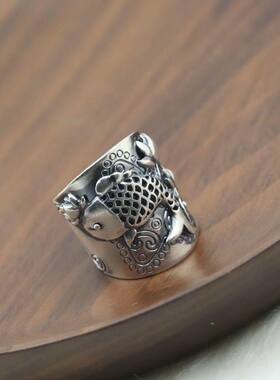 Handmade Silver Open Ring Wide Jewelry for Men Women rings