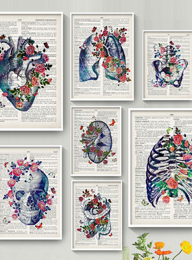 Nordic Print Posters Anatomy Human organs heart brain Wall A