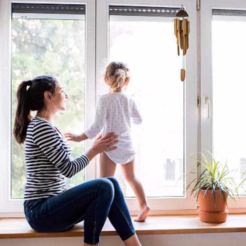 bamboo wind chimes big bell craft wood handmade indoor and o