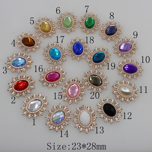 10pcs Golden Pendants Clear Rhinestones Pearl Buttons for