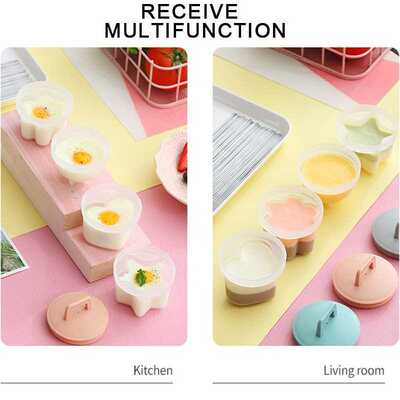 4 Pcs/Set Cute Egg Boiler Plastic Egg Poacher Set Kitchen Eg