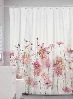Designer Fabric Shower Curtain Pink Flower Bathroom Curtain