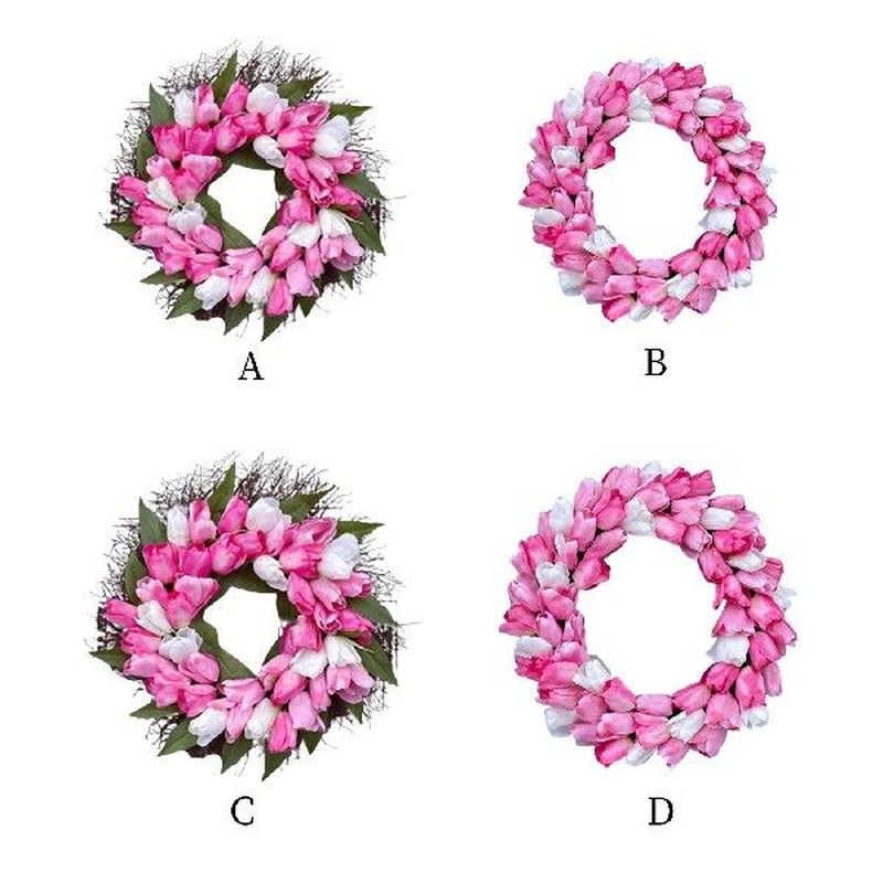 Artificial Spring Tulip Door Wreath Fower Decor for Outdoor